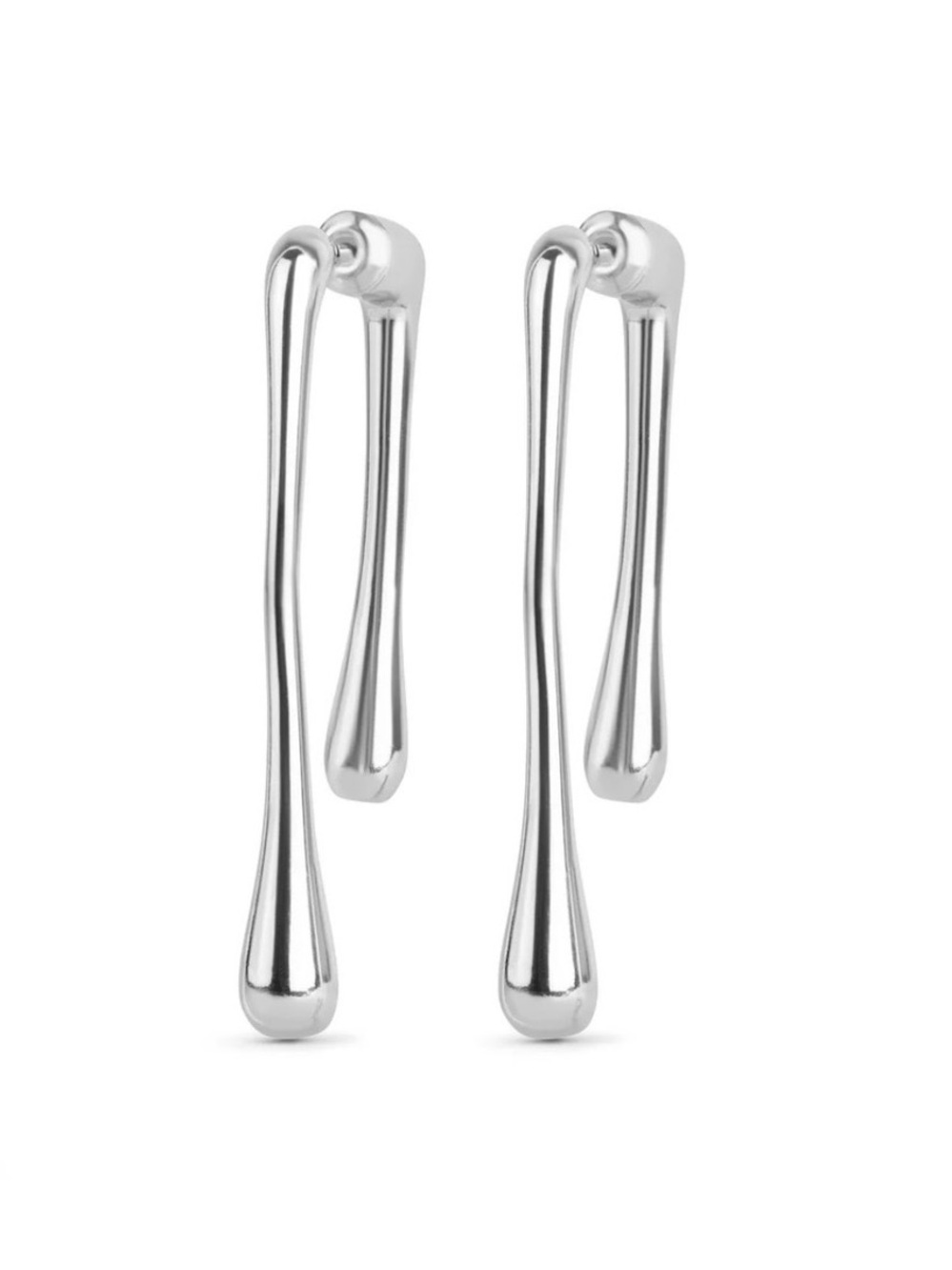NEW Drippy Front Back Post Earrings Double Drop Unique Silver Tone AU14
